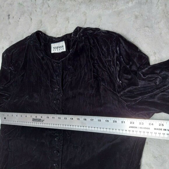 Nipon Studio Sweater Womens Black Velvet Classy Button Cardigan Jacket Casual - Picture 5 of 7